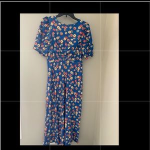 A blue dress with flowers